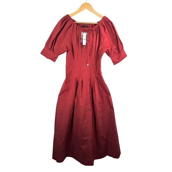 J.Crew Cinched-waist shirtdress‎ red milk maid preppy sz 6